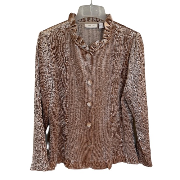 Chico's Jackets & Blazers - Chico's Keily Rippled Ruffle Jacket in stardust velvet size 2